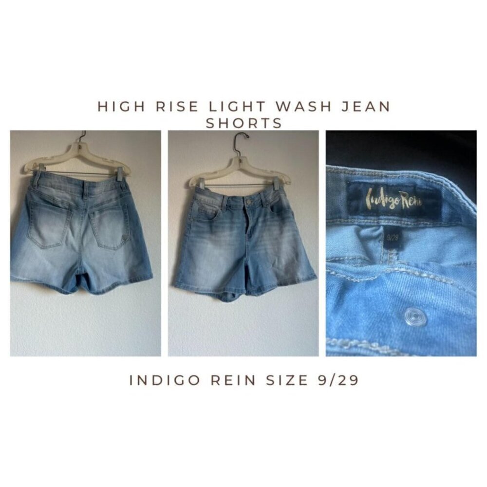 Indigo Rein Light Blue Wash High Rise Shorts​